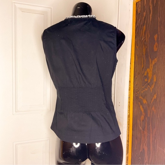VINTAGE April Cornell Black Cotton Tank Top Button Up Blouse - Picture 12 of 12